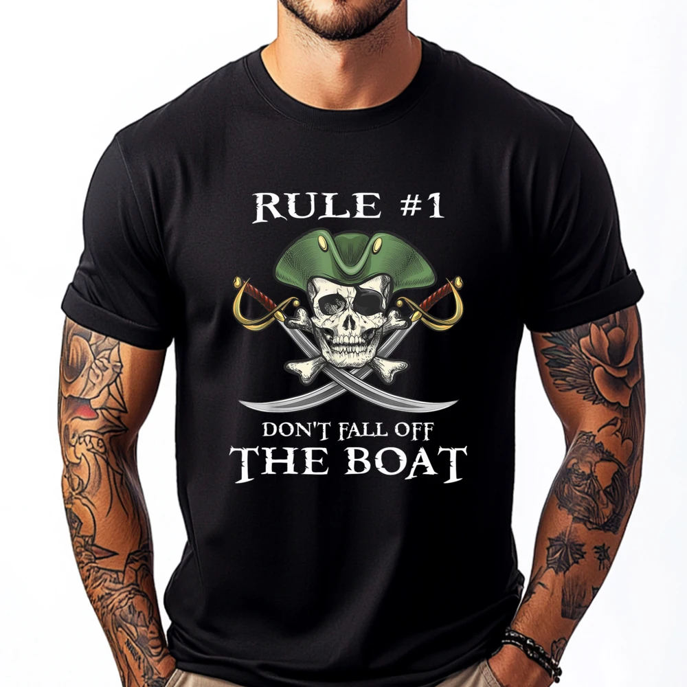 

Rule 1 Don't Fall Off The Boat Cruise Pirate Party Gift Mens Designer T Shirt Men Clothes Tshirt Group