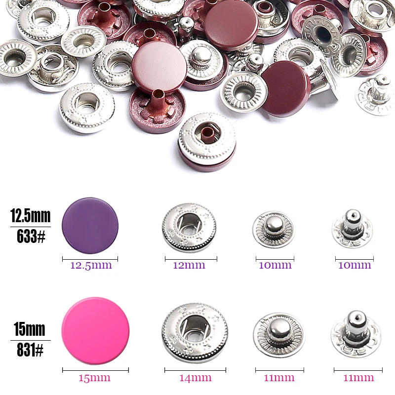 12.5/15mm Metal Buttons Leather Snap Fasteners Round Duty Sewing Accessories Color Button for Clothes Jackets bags leathercrafts