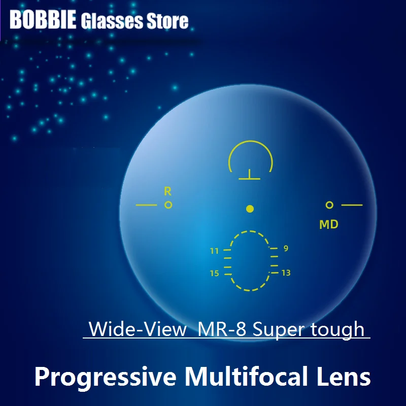 High Quality Optic Lens 1.56-1.61-1.67 Multifocal Progressive Optics Prescription Myopia Lenses Super-tough MR-8 Series Hardness