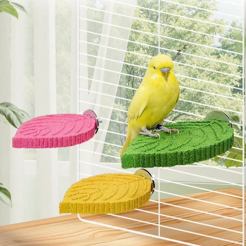 

Decorative Leaf Shape Parrot Perch Resin Wear-resistant Bird Cage Perch Dopamine Non-slip Parrot Standing Pole Breeding Cage