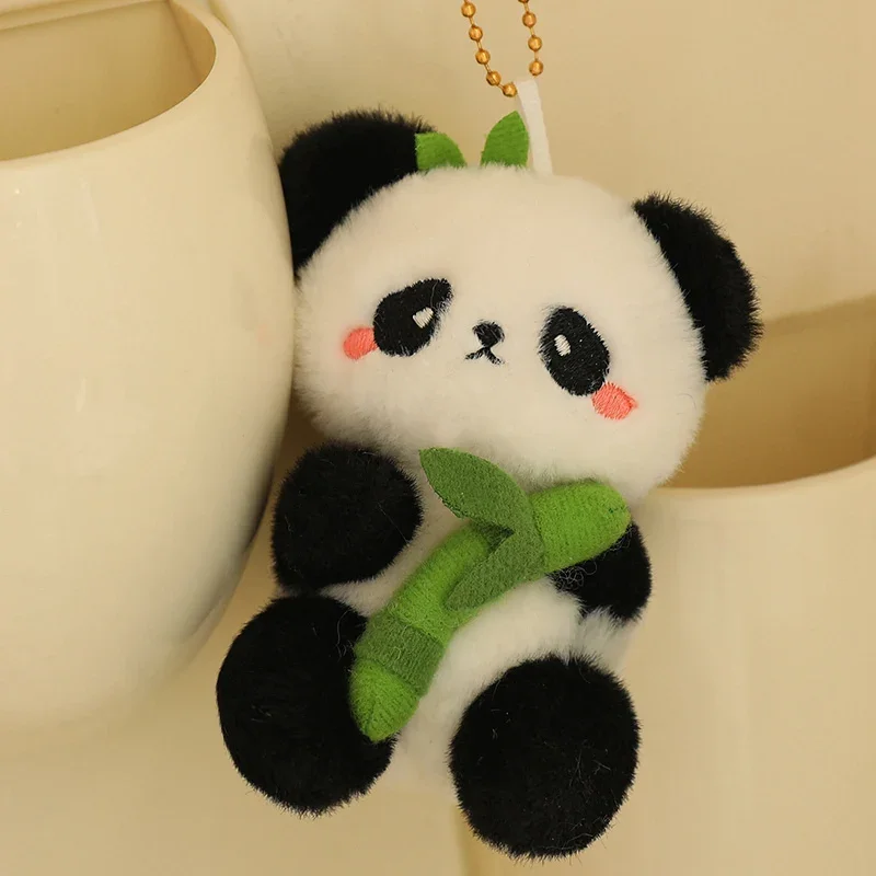 10cm carino tubo di bambù Panda peluche portachiavi Kawaii Panda peluche peluche Super morbido ciondolo regalo di compleanno