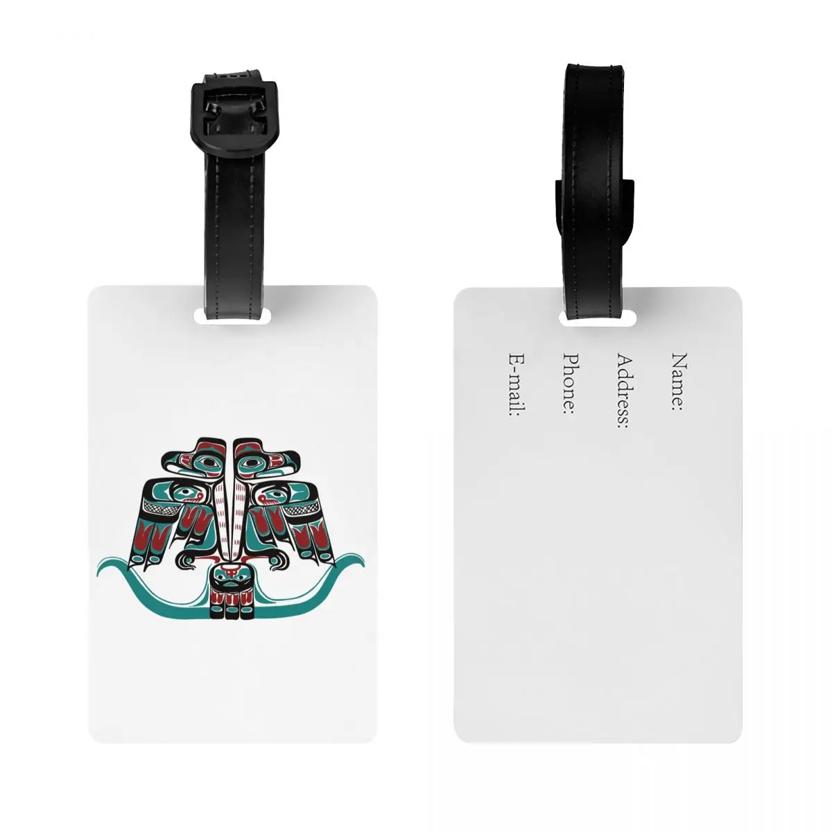 Etiqueta de equipaje de Haida Tlingit Thunderbird de la Costa Noroeste del Pacífico etiqueta de identificación de cubierta de privacidad de equipaje