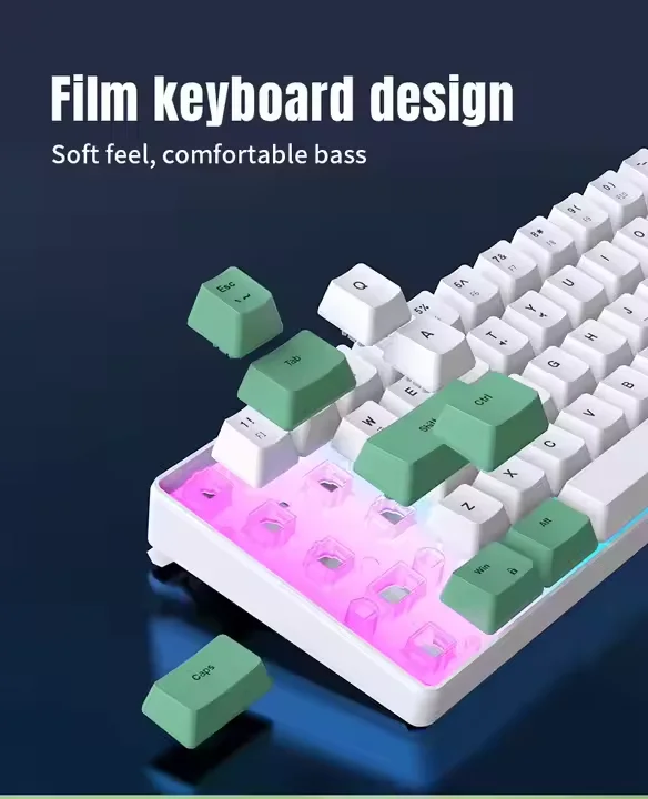 008 Wired Keyboard K701 Key Line Separation 68 Keys Wired Mechanical Feel Dual Color RGB Luminous Gaming Keyboard