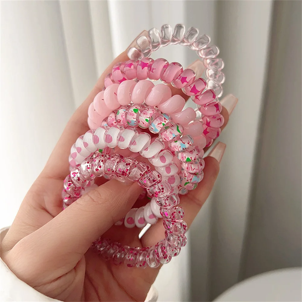 Conjunto de 6 Elásticos de Cabelo em Espiral Coloridos para Mulheres, Acessórios de Cabelo, Presente