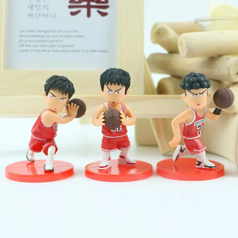 5pcs SLAM DUNK Anime Figure Sakuragi Hanamichi Rukawa Kaede Akagi Takenori Action Figures Model Dolls Kids Toys Cake Decoration