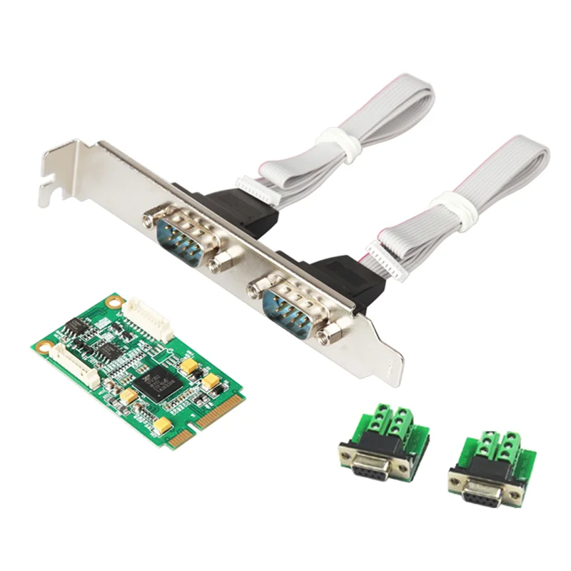 

Mini PCIe 2 Ports RS422 RS485 Db9 Com Half Size 17V352 Mini PCI Express Serial Port Industrial I/O Controller Card