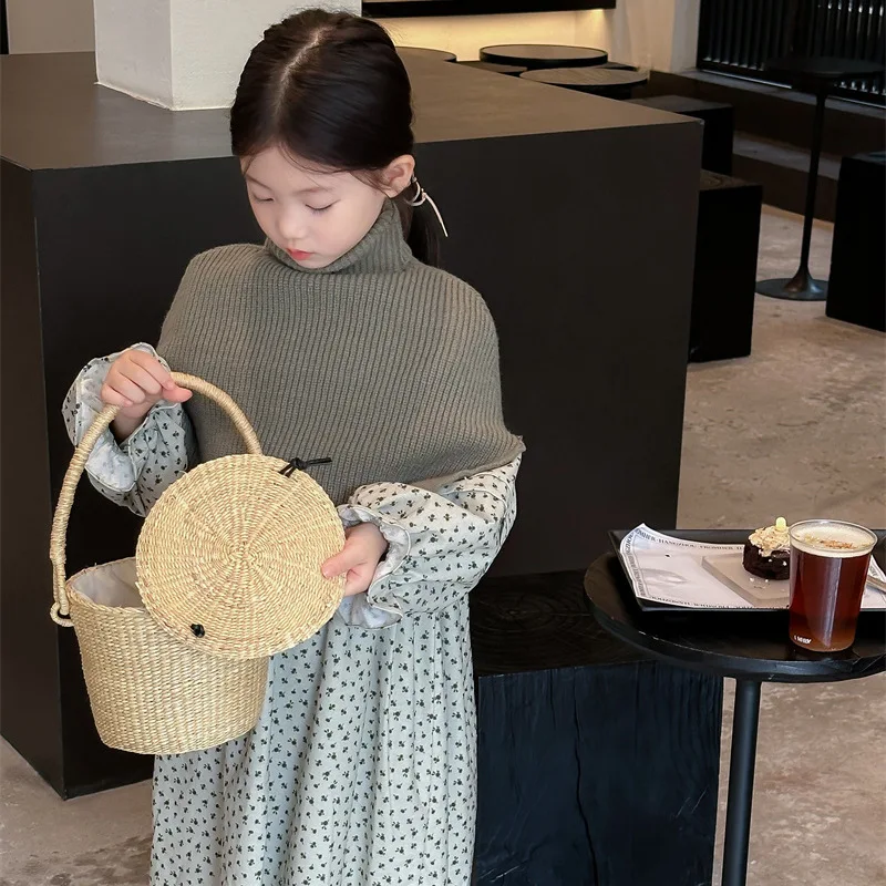 Girl Dress 2023 New Autumn Korean Fashion Style Blossom Dress Baby Girl Bell Sleeve Long Skirt Girls Casual Dresses Kid Clothes