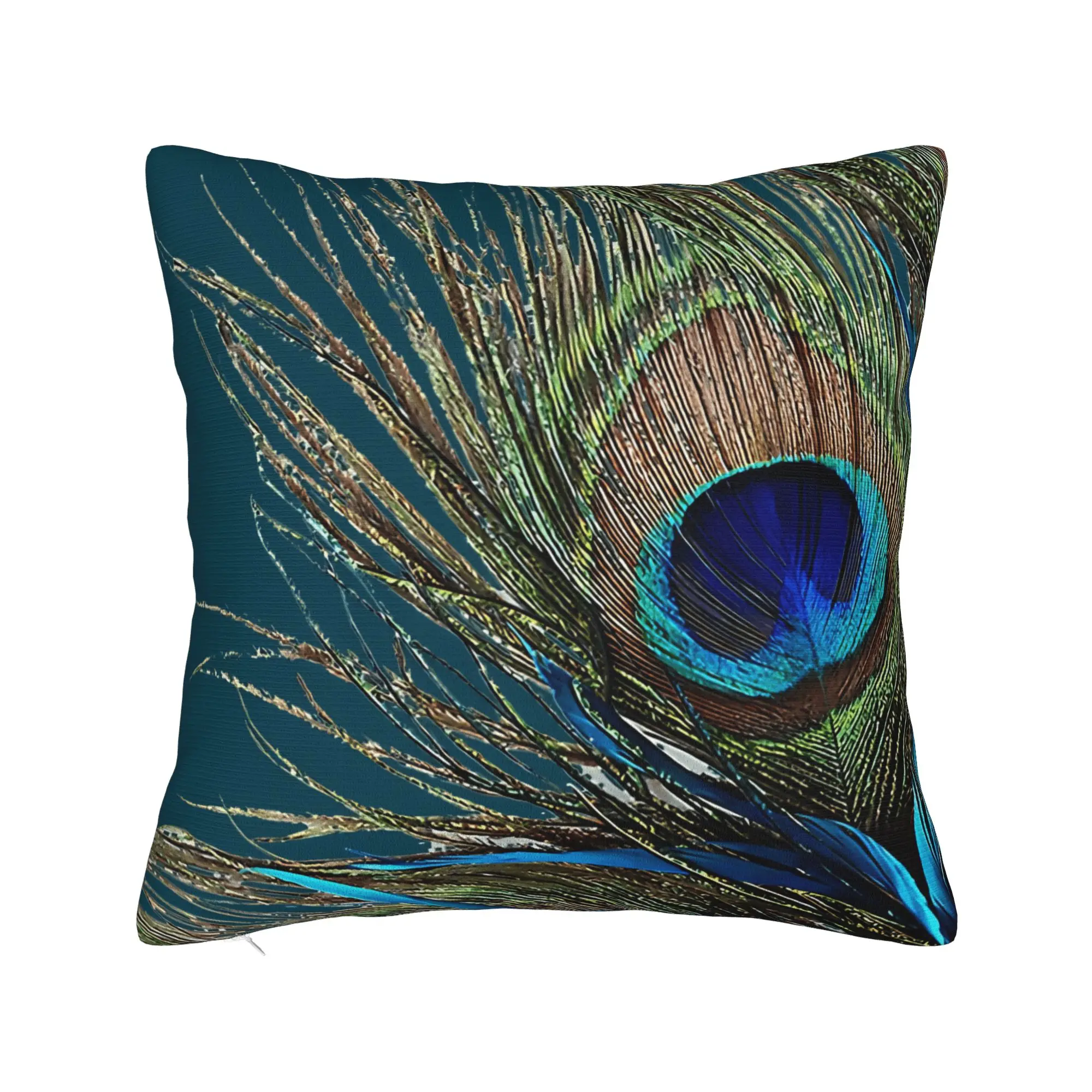 Pillow Cover Peacock Feather Printing  Vintage Pillow Case For Living Room Chair Pillowcases