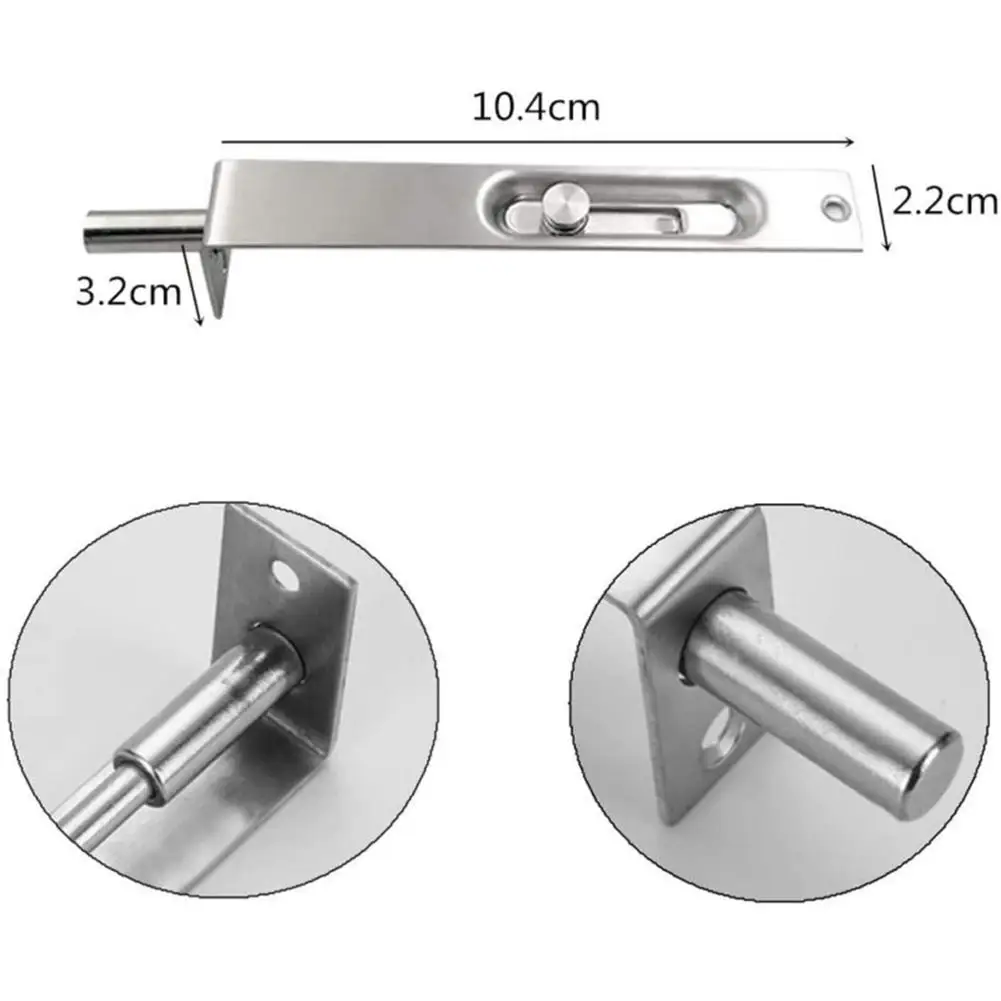 

Door Flush Bolt Smooth Stainless Steel Composite Door Concealed Door Security Door Silver Tools 4 Inch Accessories