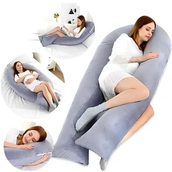 Pregnant Women's Body Pillow Simple Crystal Velvet Double Color Lumbar Support Abdomen U-Shaped Cushion Maternity Waist Pillow