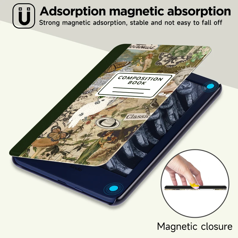 حافظة عالمية لهاتف كوبو كلارا BW/ليبرا كولور آند كيندل بيبر وايت 5، كيندل 10/11/12، إيقاظ تلقائي/نوم، جلد صناعي متين #3