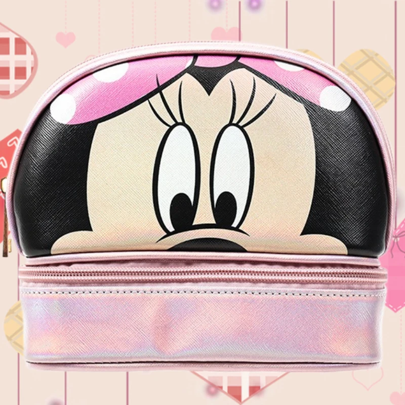 Nueva bolsa de cosméticos Mickey, bolsa de cosméticos de marca de lujo para mujer, bonita bolsa de almacenamiento de cosméticos portátil para viaje en casa, bolsa de lavado