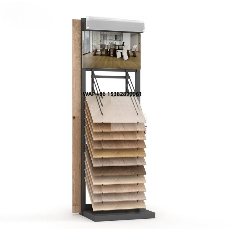 Customizable Metal & Wood Combination Display Stand Silent Rollers Anti-Rust Finish Freestanding Modern Design Easy Assembly