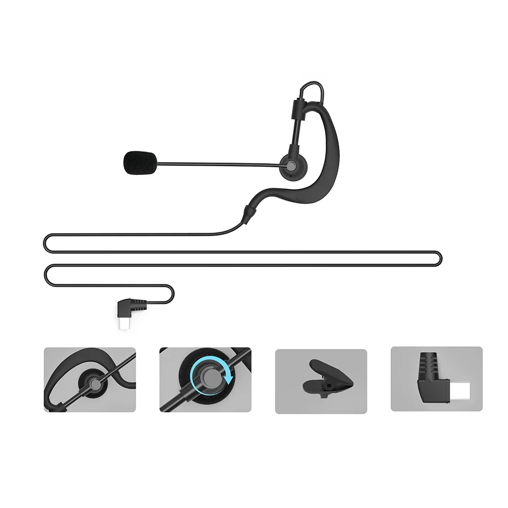 Type-C Intercom Headset Compatible with EJEAS V6 Pro+ /V4 Plus Motorcycle Helmet Intercom Headset Referee Headset