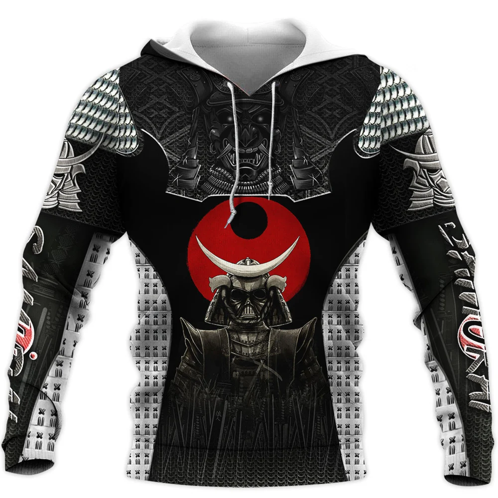 

CLOOCL Men Hoodie Japanese Sakura Samurai 3D Graphics Printed Long Sleeves Sweatshirt Hoodie Zipper Jacket Casual Pullover Coat