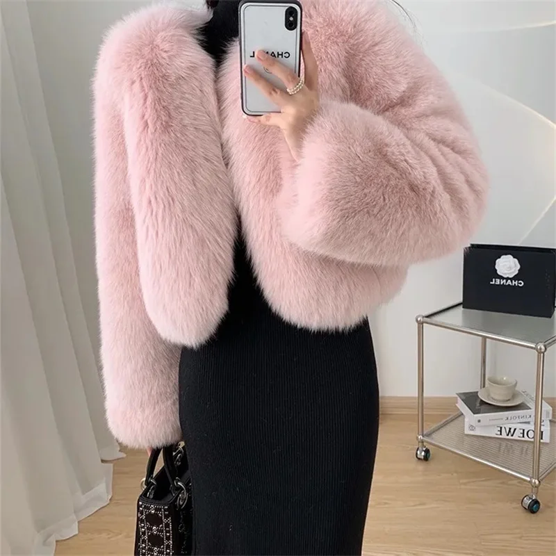 2026 Autumn Winter Young Imitation Fox Fur Coat Women's Short Korean Version Loose Temperament Fur Coats Ladies Warm Outwear