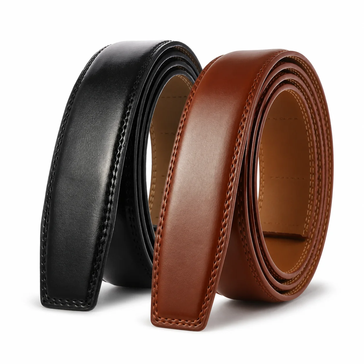 3.5cm Cow Genuine Leather Belt Strap Without Buckle, Replacement for Automatic Buckle, High Quality Cowskin Black Brown Belts