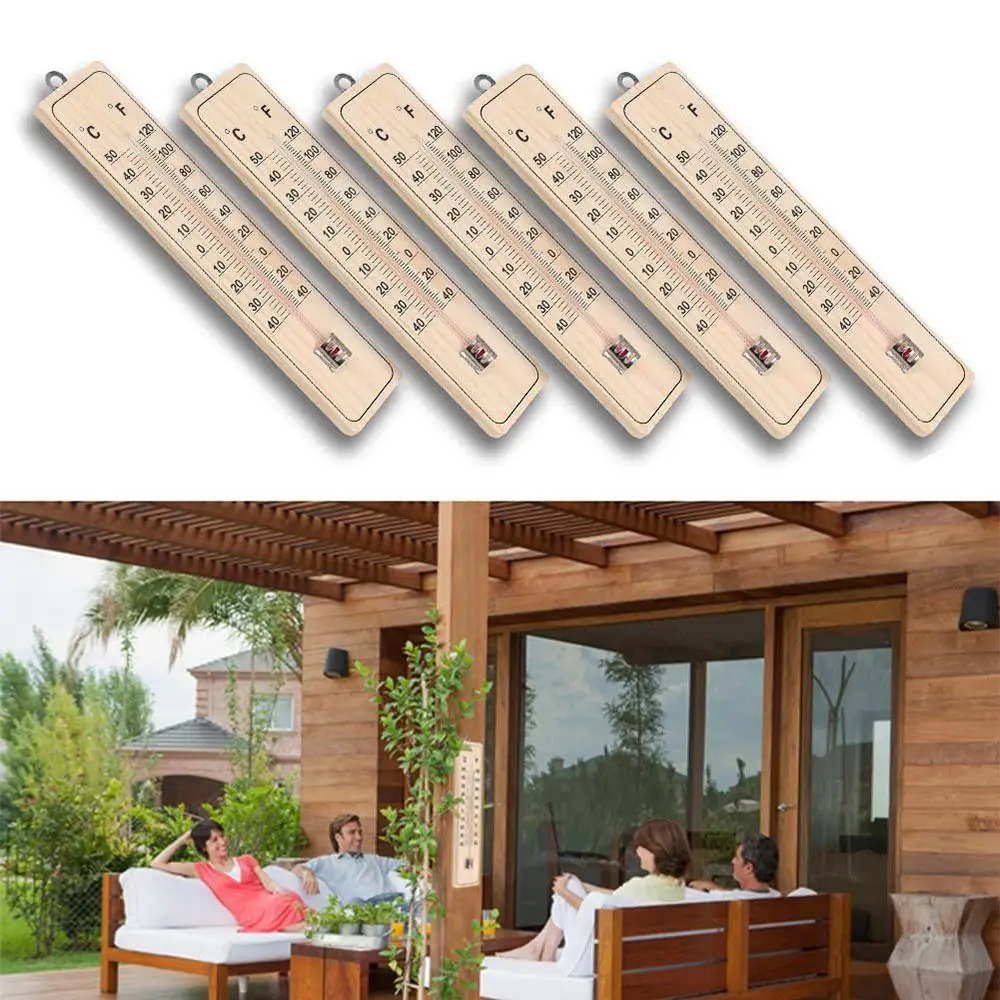 Wooden Wall-Mounted Thermometer Room Temperature Monitor Classical Digit Measuring Meter Simple Home Decorations