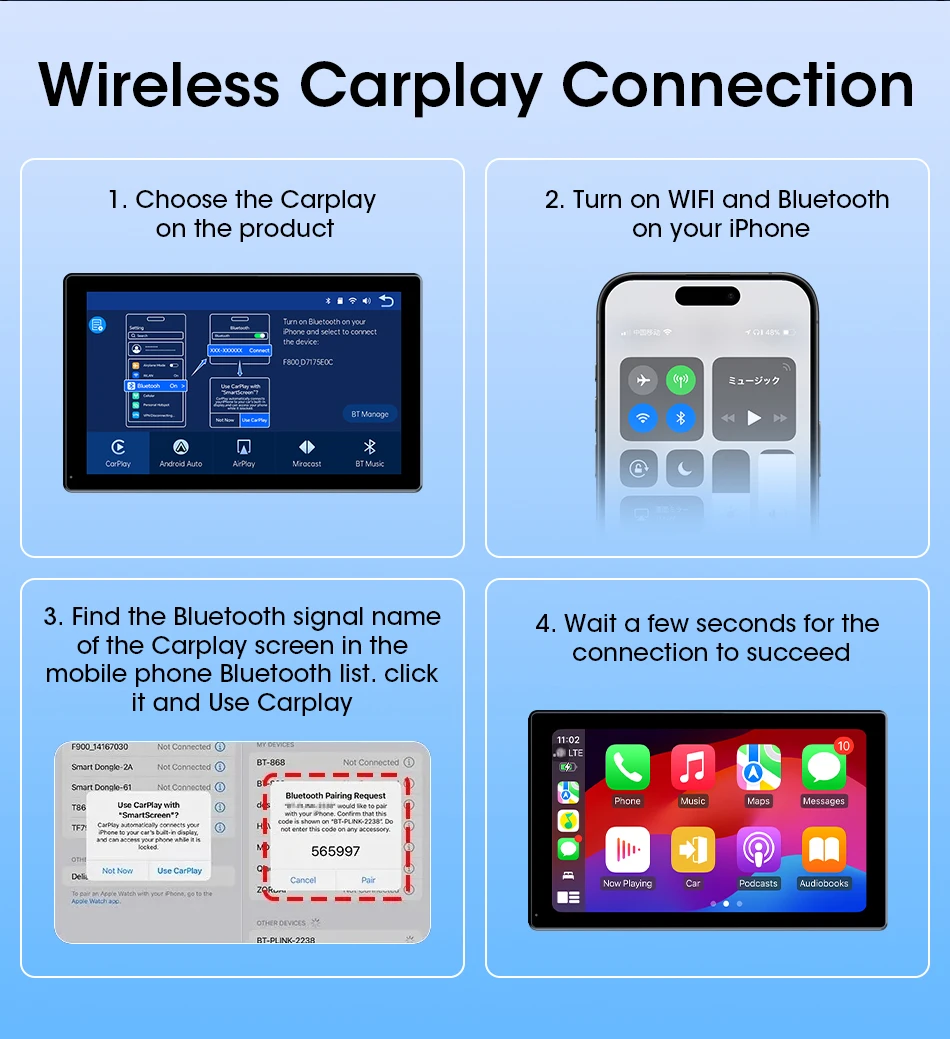 Jansite 9-Zoll-Autoradio mit vertikalem Bildschirm, Multimedia-Videoplayer, kabelloses Carplay, Android Auto, magnetische Halterung, Auto-Monitore, GPS – Detail 8