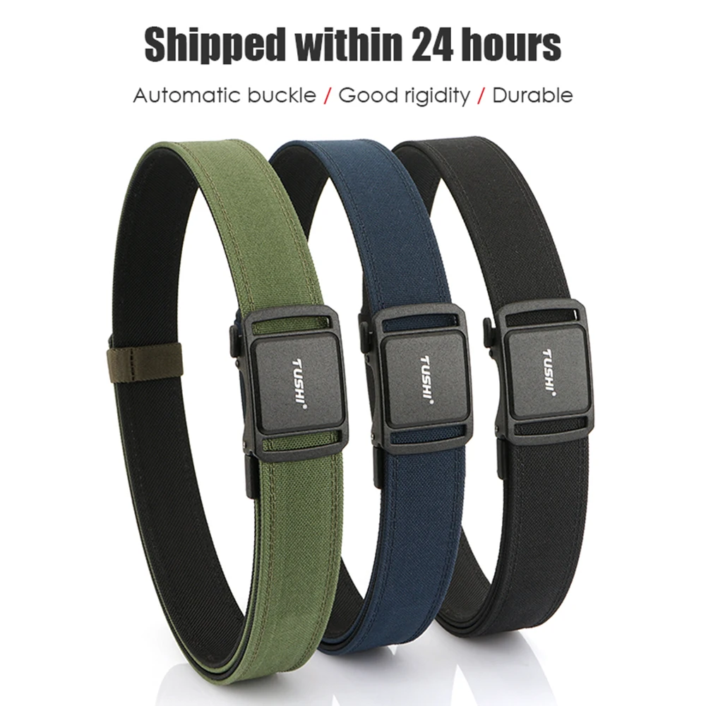 VATLTY New Men's Trousers Belt Tight Genuine Nylon Rigid Tactical Belt Matte Metal Automatic Buckle Work Belt Male Girdle