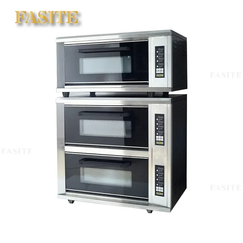For Commercial Pizza Bread Cake Shop Electric Oven with Steam 1-6 Layers Regular Baking High Power Stainless Steel Deck Oven