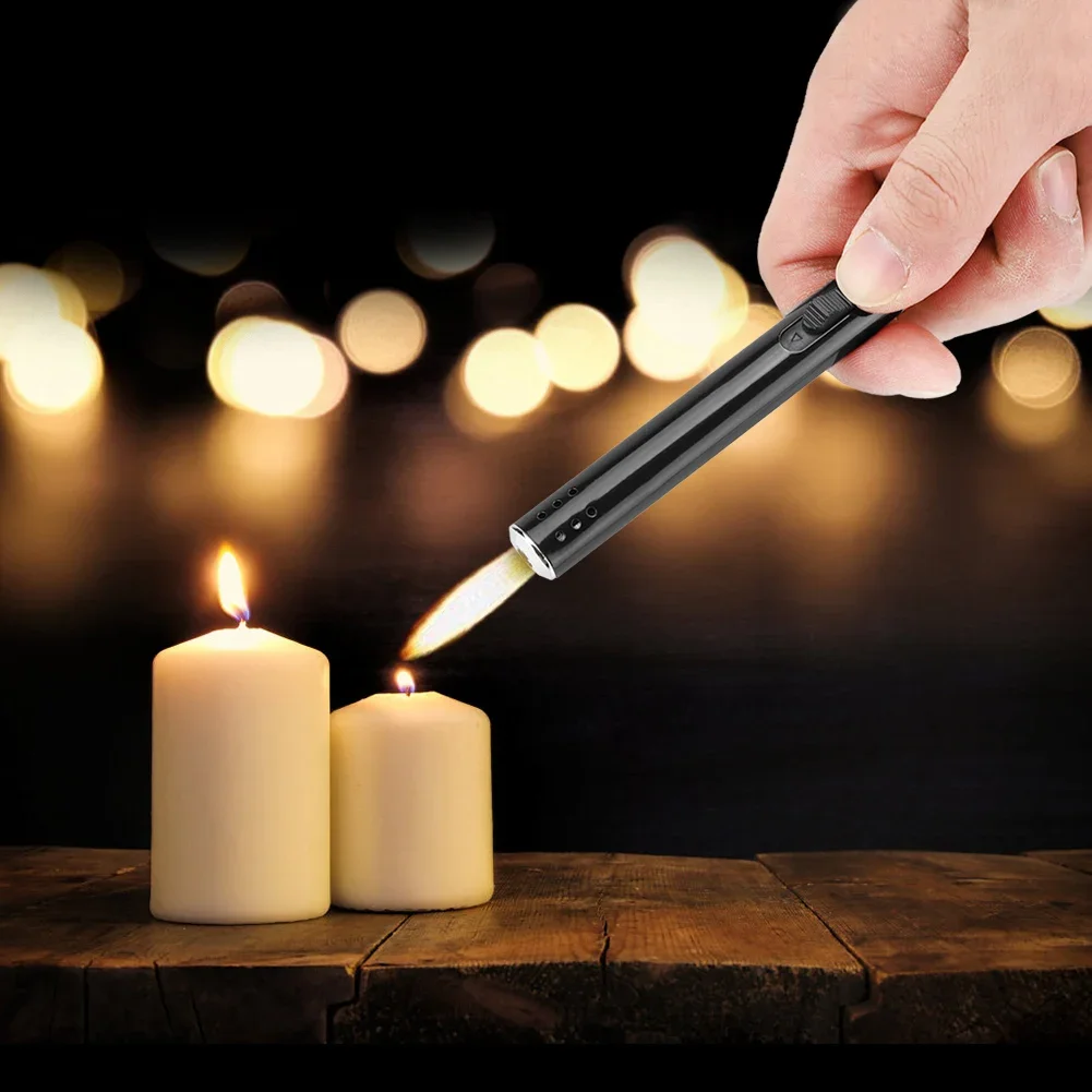 Metal Torch Long Pen Lighter Outdoor BBQ Charcoal Gas Stove Butane Stove Lighter Kitchen Ignition Gun Men Gifts