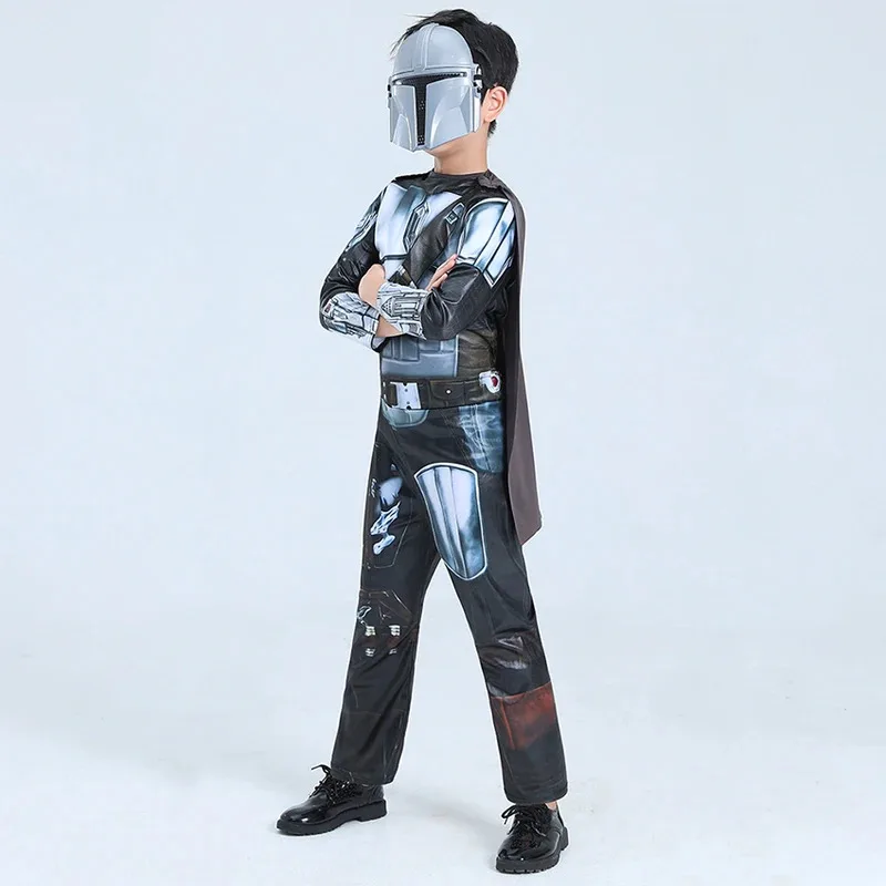 The Mandalorian Outfits Jumpsuits Cloak Galaxy Bounty Hunter Cosplay Anime Clothing Halloween Costume for Kids Carnival Masks
