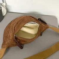 Women Waist Pack Large Capacity Corduroy Fanny Pack Street Style Chest Bag Fashion Shoulder Crossbody Bags Casual Waist Belt Bag 5