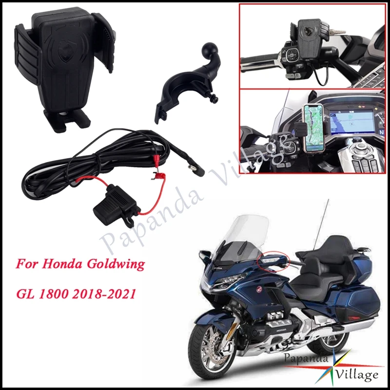 For Honda Goldwing GL 1800 F6B F6C Motorcycle Accessories GPS Phone Holder Wireless Charging Navigation Bracket Frame 2018-2021