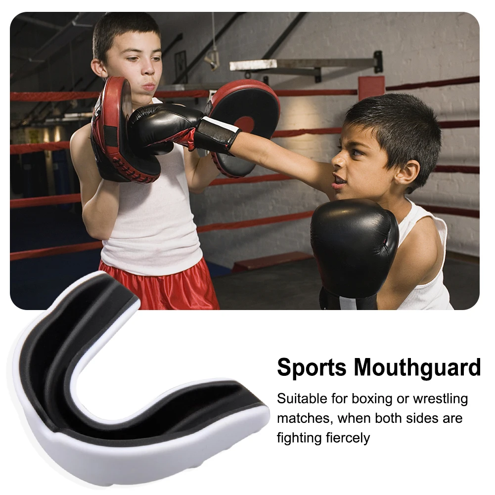 Kids Boxing Gum Shield with Storage Case Mouth Guard EVA Sports Mouth Guard Double Colored for Boxing MMA Kickboxing Muay Thai