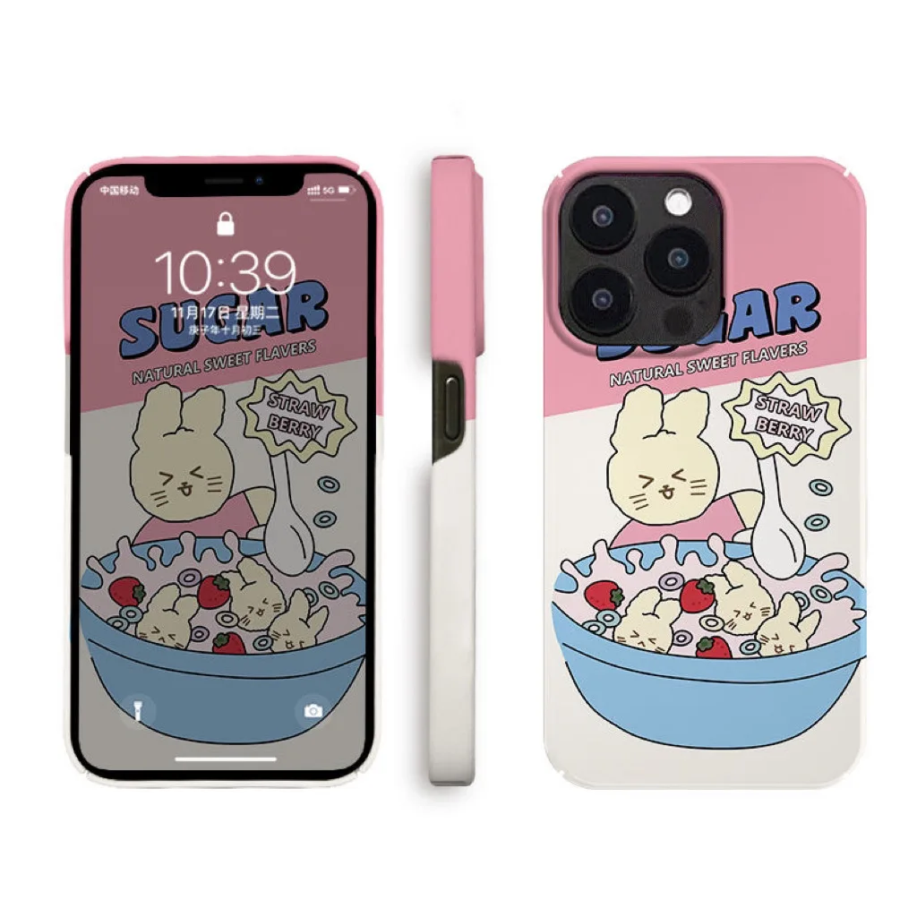 Korean INS Cute Rabbit Rice Dumpling Case for IPhone 15 14 13 Pro Max Back Phone Cover for 12 11 Pro Plus XR XS Max SE2 7 8 Capa