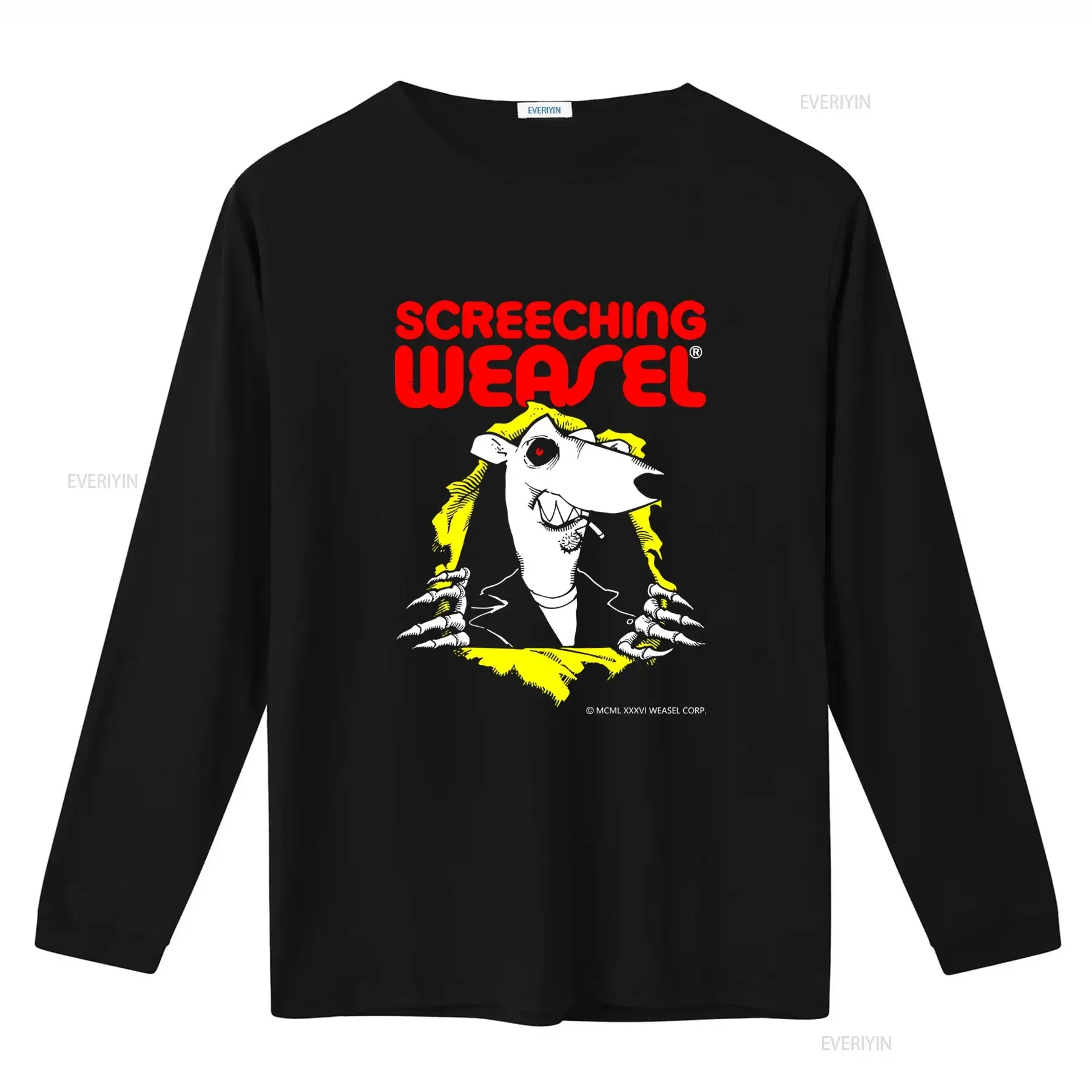 Screeching Weasel T Shirt Black S 5XL Bold Cartoon Design Rock Band Merch vintage Washed Casual designer clothes streetwear