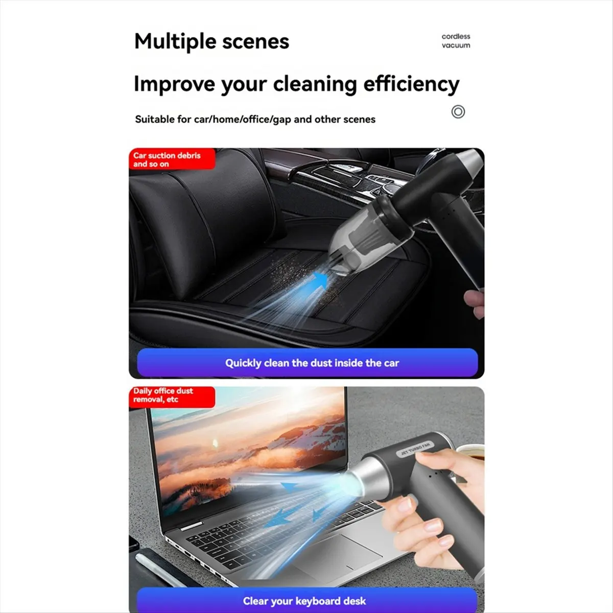 【ELEVATE LIFE】Handheld Fan 100000RPM High Power Air Blower Violent Turbo Fan Air Dust Blower Car Vacuum Cleaner Set