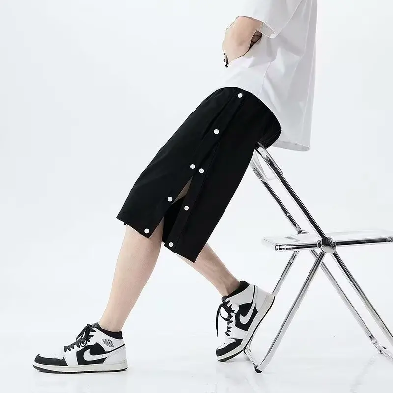 Full Open Breasted Shorts Men's Summer Korean Style Outer Wear Loose Casual Five Pants Sports Shorts