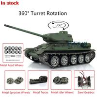 HENG LONG 1/16 7.0 Soviet T34-85 Army RC Tank 3909 360° Metal Wheels Barrel Recoil Steel Gearbox Engine Proportion Smoke TH17770