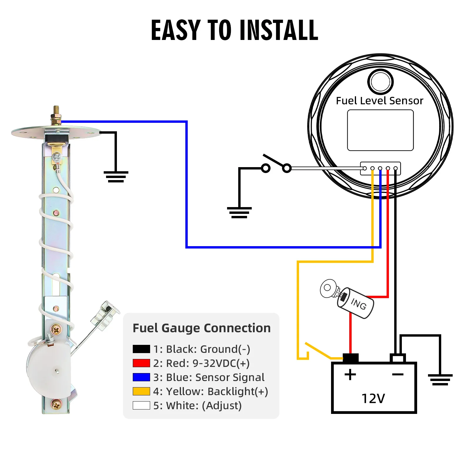 0 ohms Empty 190 ohms Full Fuel Level Sensor / Water Level Stainless Steel Sensor For Auto Car Boat Gauge Tank Level Indicato