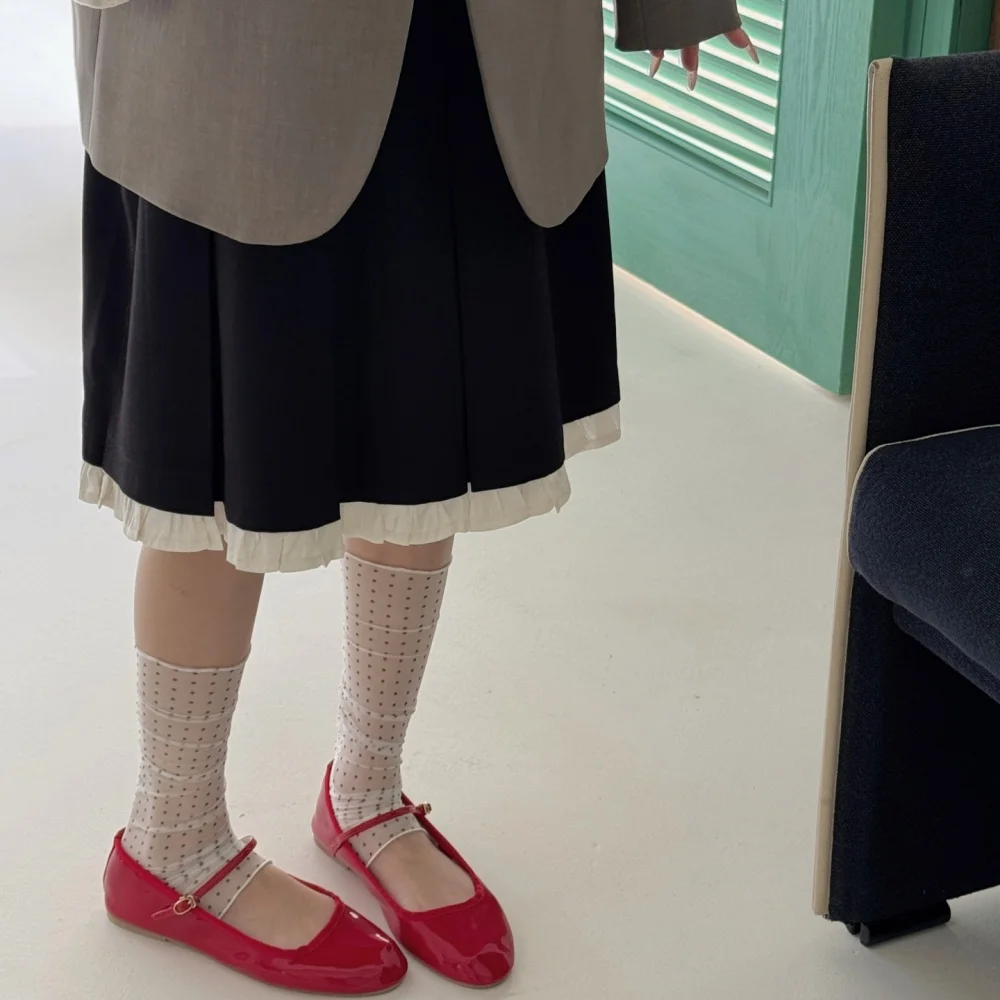 Sweet Polka Dot Sheer Mesh Calf Socks Ladies Ruffle Cuff Slouch Stack Socks Breathable Transparent Socks Spring Summer Dress