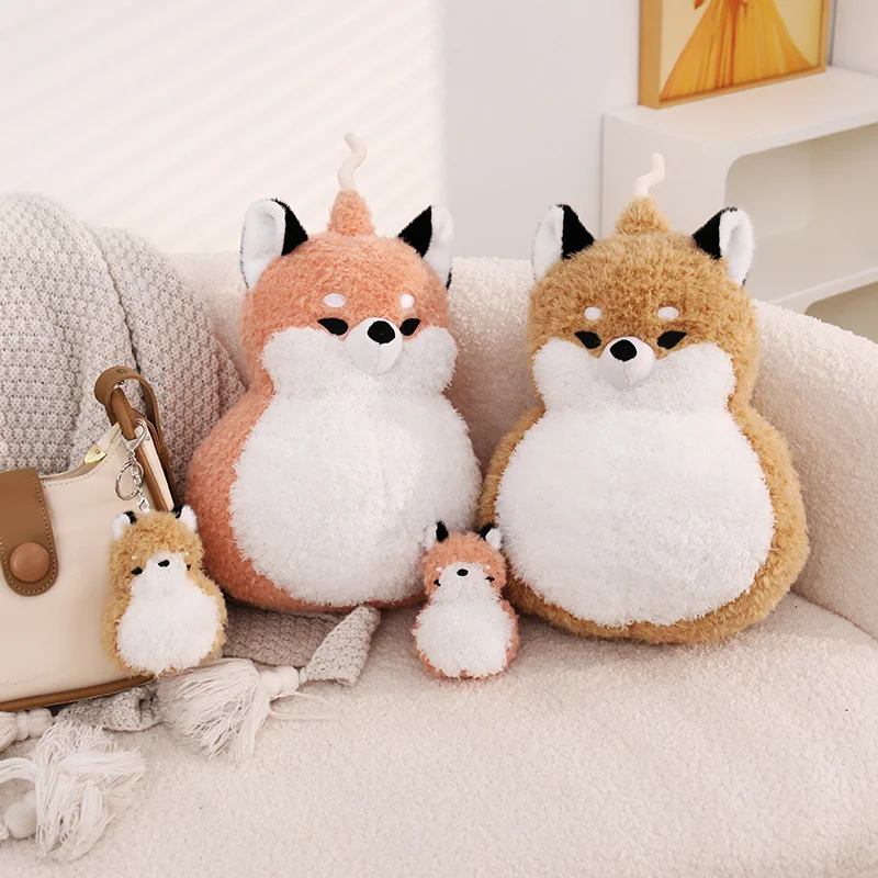 Fox Plush Toy Brown Fox Pink Fox Multi Size 11cm 42cm Round Stuffed Animal for Compact Display or Large Cuddle Choice