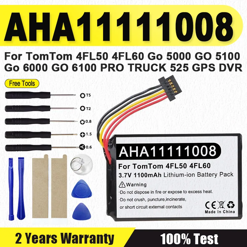 

VFAD AHA11111008 Аккумулятор 1100 мАч GPS Аккумулятор для TomTom 4FL50 4FL60 Go5000 GO5100 Go6000 GO6100 PRO TRUCK 525 GPS DVR