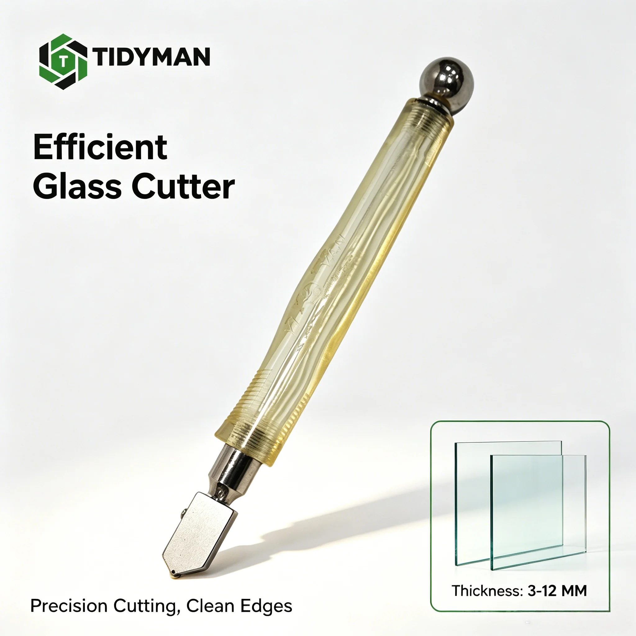

Industrial Grade Glass Cutter DIY Durable Alloy Material Components Textured Handle Comfortable Grip Accurate Cuts