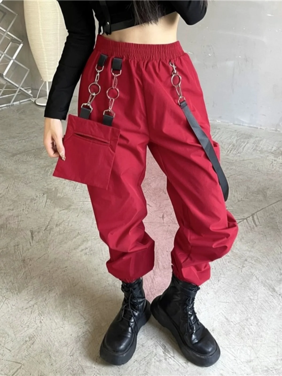 K Fem up Dance Performance Outfit Jazz Sle Bla Red Cisas Theme Cheerleader Ensemble Abiti per spettacoli teatrali