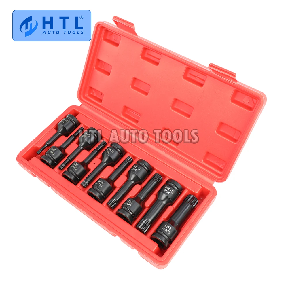 10pcs 3/8 Inch Torx Impact Socket Set M5 M6 M7 M8 M10 M12 M14 M16 M17 M18 Torx Star Drive Torx Bit with Case