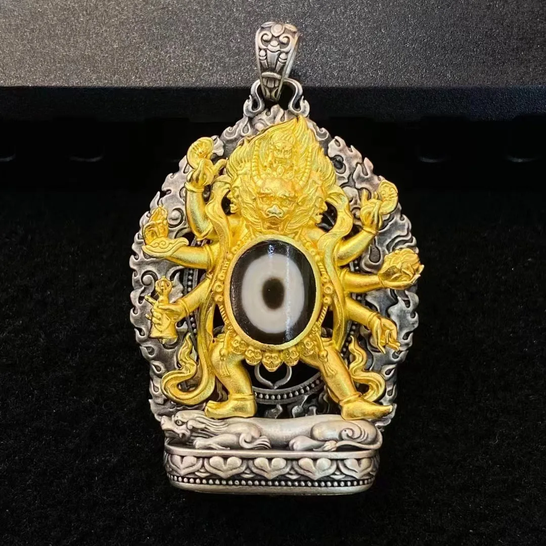

Blessing Yamantaka Pendant For Men Jewelry Ethnic Style Vajrabhairava Buddha Necklace Male Sweater Chain Accessories