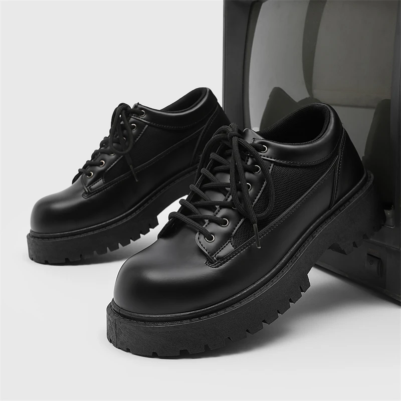 

Fashion Four Seasons Thick Sole Business Leather Sneakers Autumn New Men Casual Shoes Outdoor Comfortable Anti Slip Man Footwear