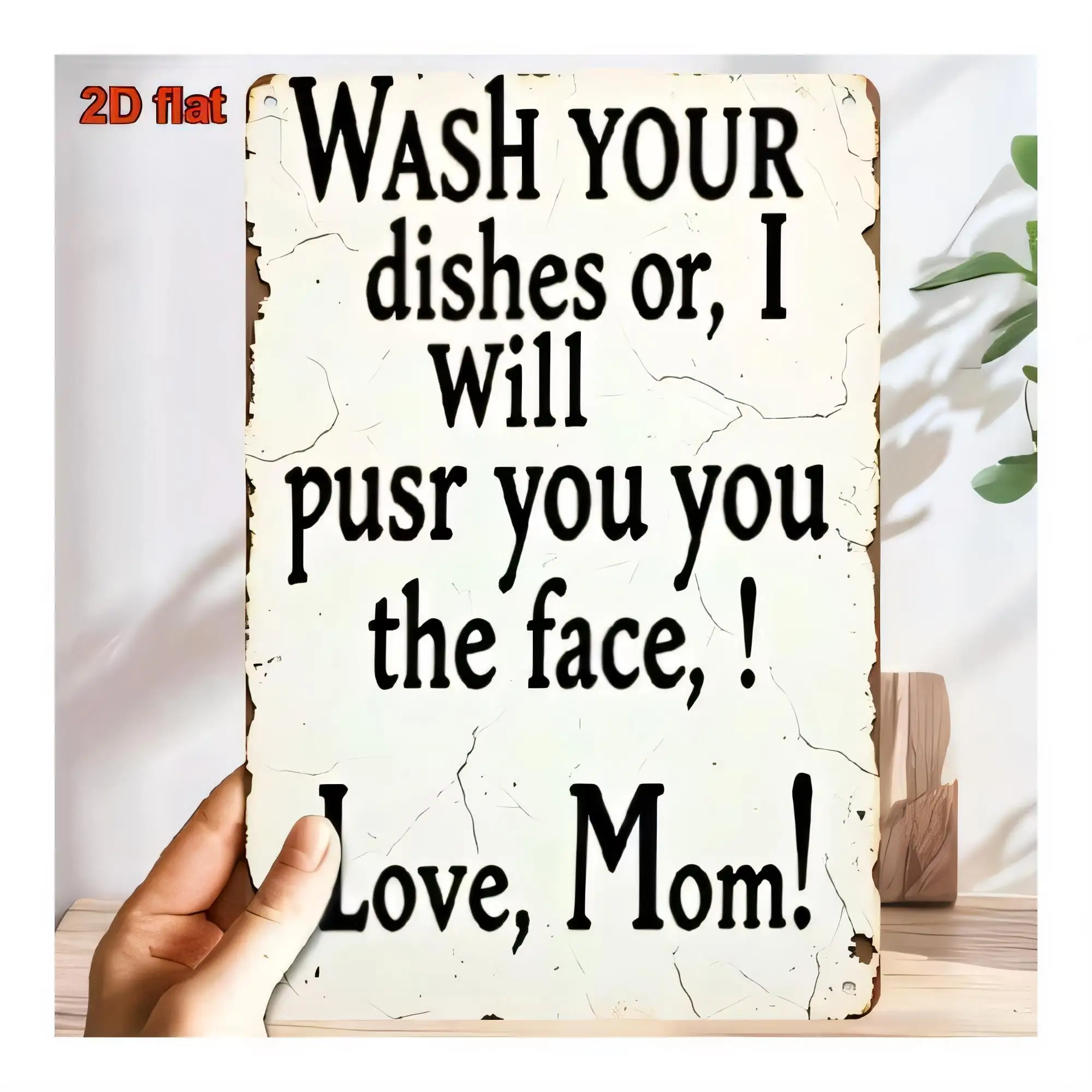 Tin Sign Wash Your Dishes Or I Will Pusr You the Face Love Mom Vintage  Metal Poster Wall Decor for Kitchen Home Bar Gift Funny