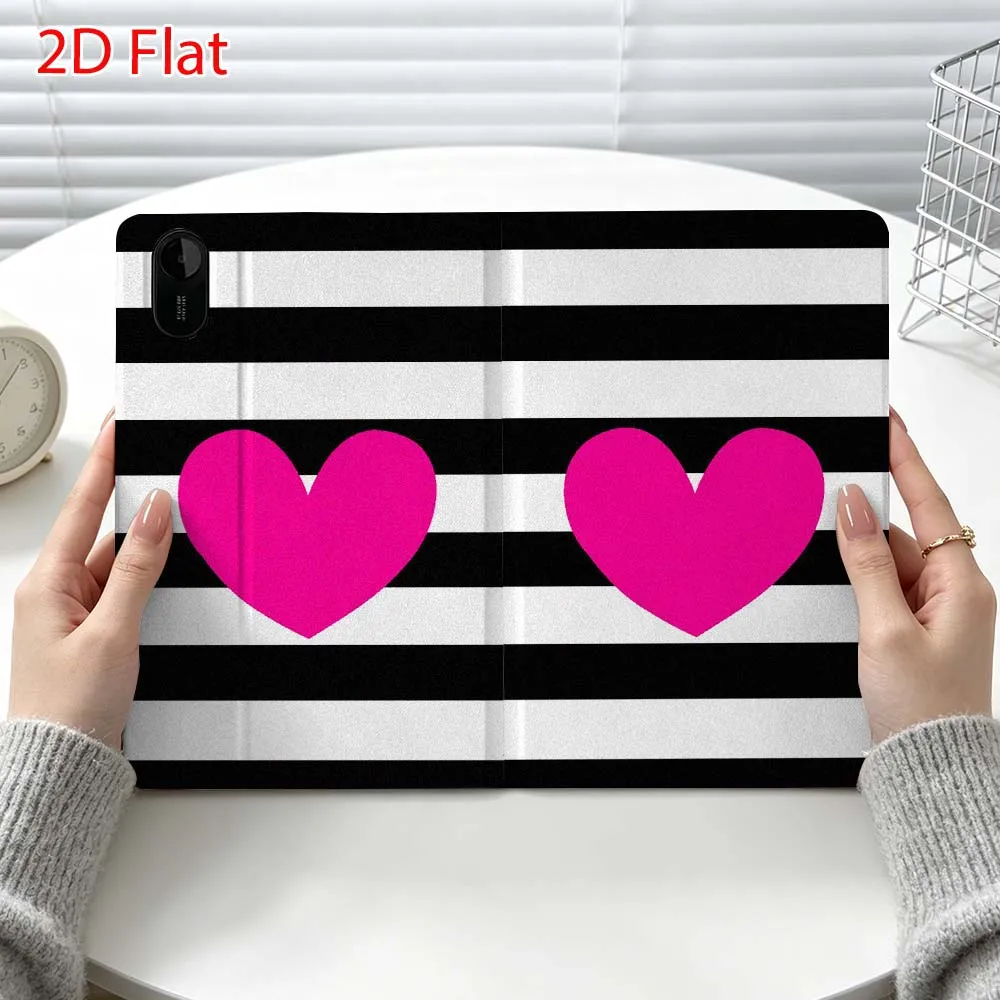 Striped Love Pattern For Xiaomi Poco Redmi Pad 8 2 4 C1 6 6S 7 7S SE 9.7 14 11 11.2 Inch Pen Tray Tablet Case Fashion