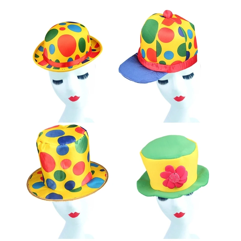 Clown Hat Novelty Funny Hat Magician Hat Halloween Clown Cosplay Costume Accessories Colorful Clown Top Hat Party DXAA