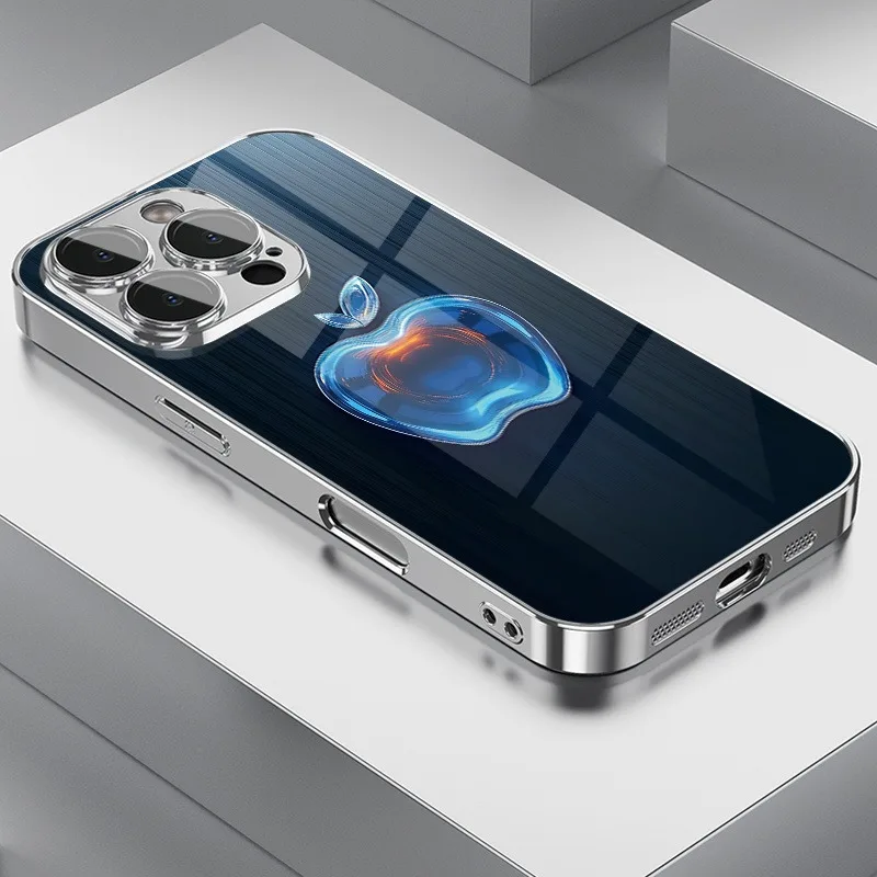 

Crystal Light Shadow For Apple Pattern Glass Electroplated Phone Case For Samsung Galaxy S25 S24 S23 Ultra Plus FE Cover