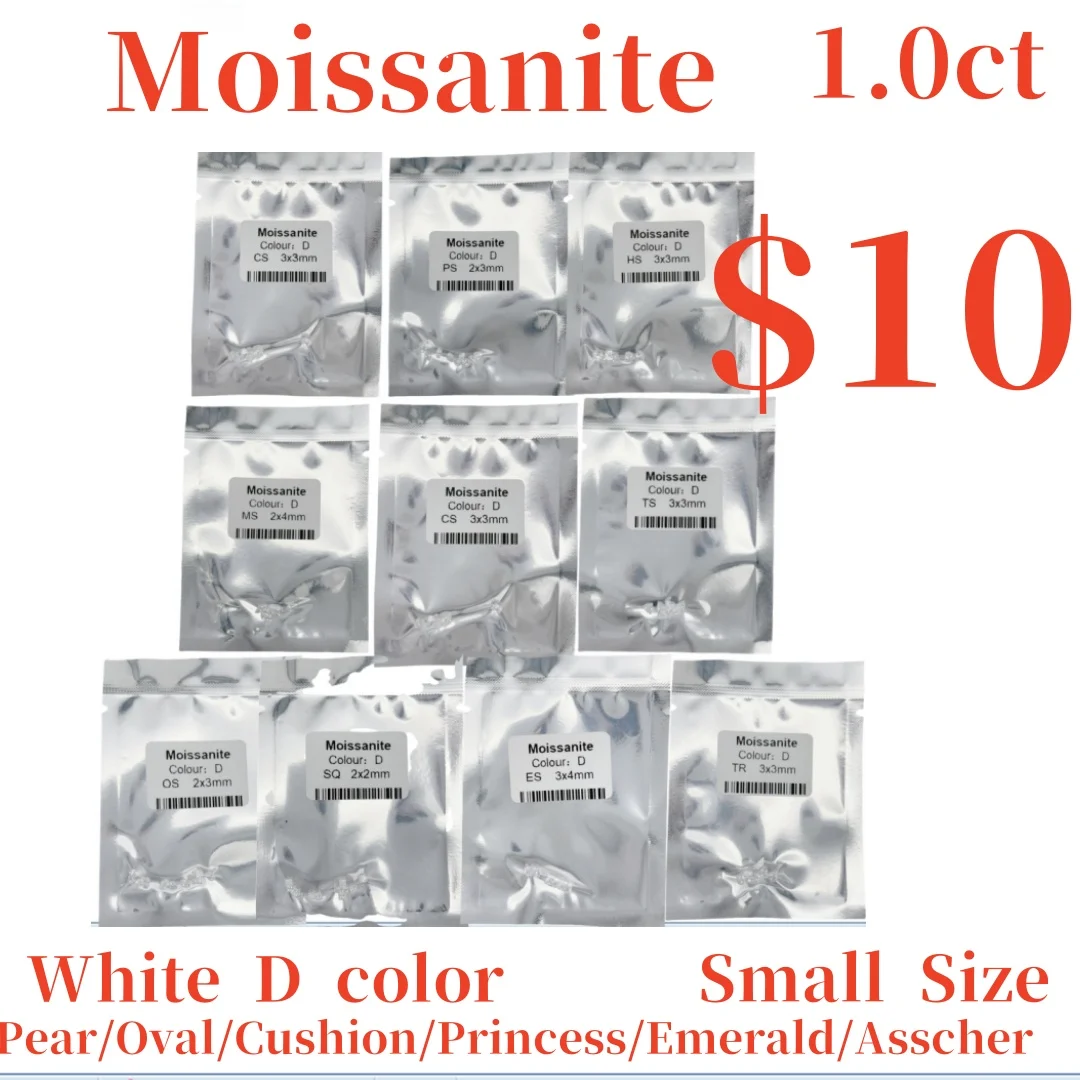 

1.0ct Loose Moissanite Super White D Color VVS1 Gems Marquise/Pear/Oval/Emerald/Heart/Princess Shape Pass Test For Jewelry