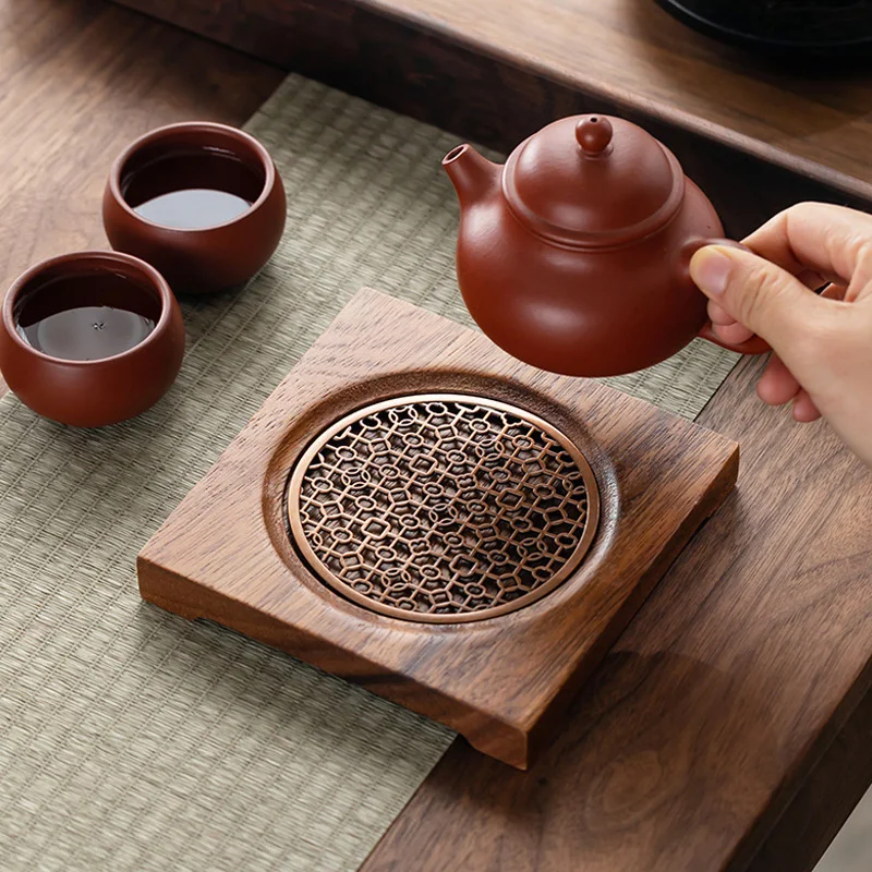 Square Bamboo Saucer Tea Tray Natural Wooden Kung Fu Tea Set Restaurant Creative Dessert Serving Trays Chinese Tea Ceremony Tool